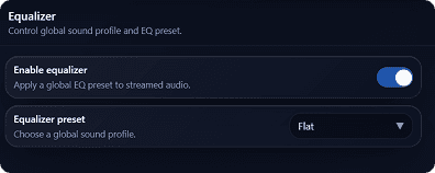 AirShare - built-in equalizer panel
